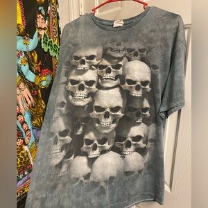 Skulls y2k grey tie dye tee
